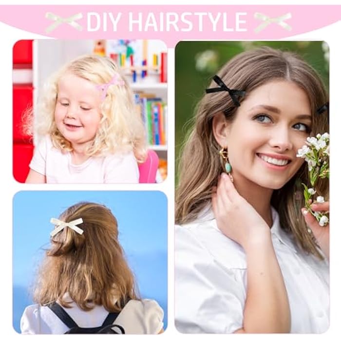 QOCO 6pcs Cute Bow Hair Clips Solid Color Kawaii Bowknot Tassel Ribbon Hair Kawaii Clips Bow Hair Kawaii Clips Long Tail Hair Kawaii Bow Barrettes for Women Girls(Pink White Black) - Image 4